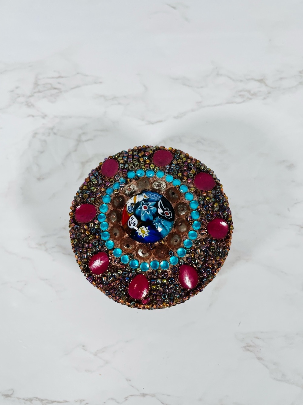 2 Jeweled Tin Trinket Boxes - Picture 4 of 11